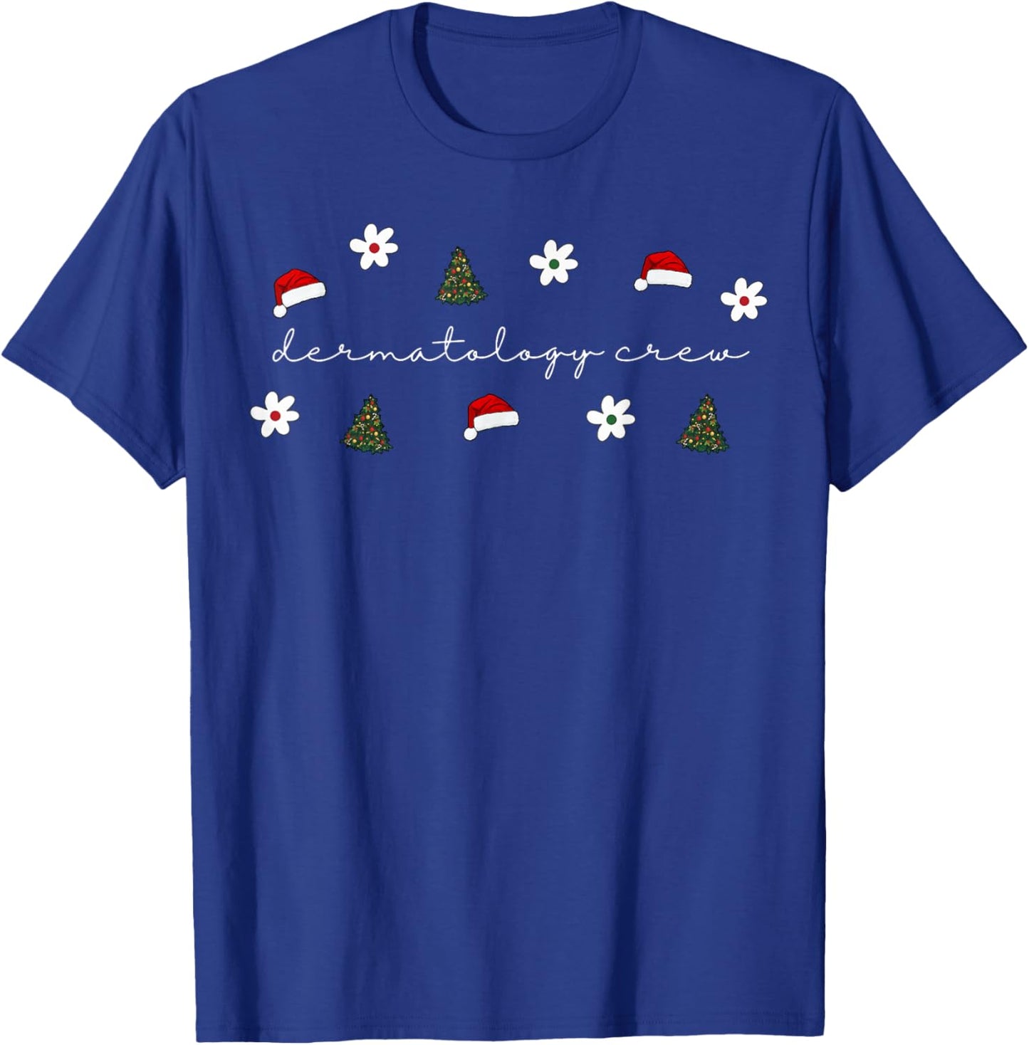 Christmas Santa Hat Dermatology Crew Nurse Daisy Flower T-Shirt - T-Shirt | Royal