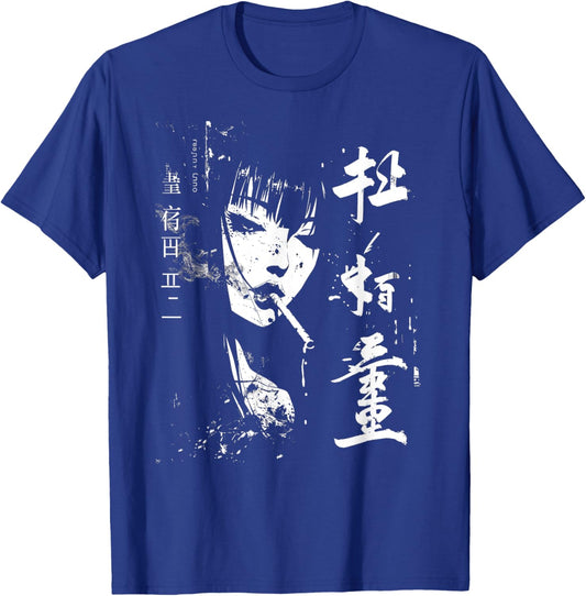 The Otaku Fan Co. Waifu Anime Horror Girl Aesthetic , Small, Black T-Shirt - T-Shirt | Royal