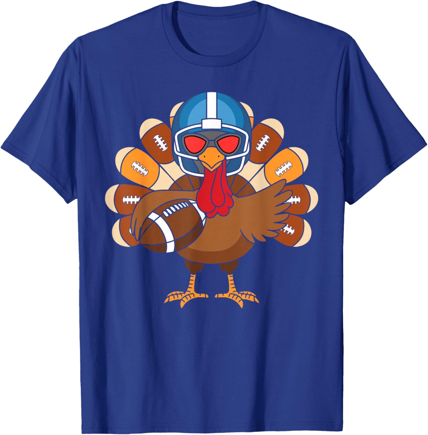 Turkey Football Player Funny Turkey Thanksgiving Day T-Shirt - T-Shirt | Royal