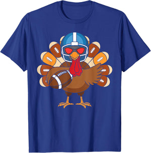 Turkey Football Player Funny Turkey Thanksgiving Day T-Shirt - T-Shirt | Royal