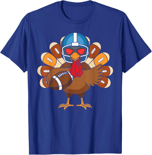 Turkey Football Player Funny Turkey Thanksgiving Day T-Shirt - T-Shirt | Royal
