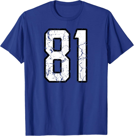 White and Black Sports Number 81 Jersey Uniform Player T-Shirt - T-Shirt | Royal