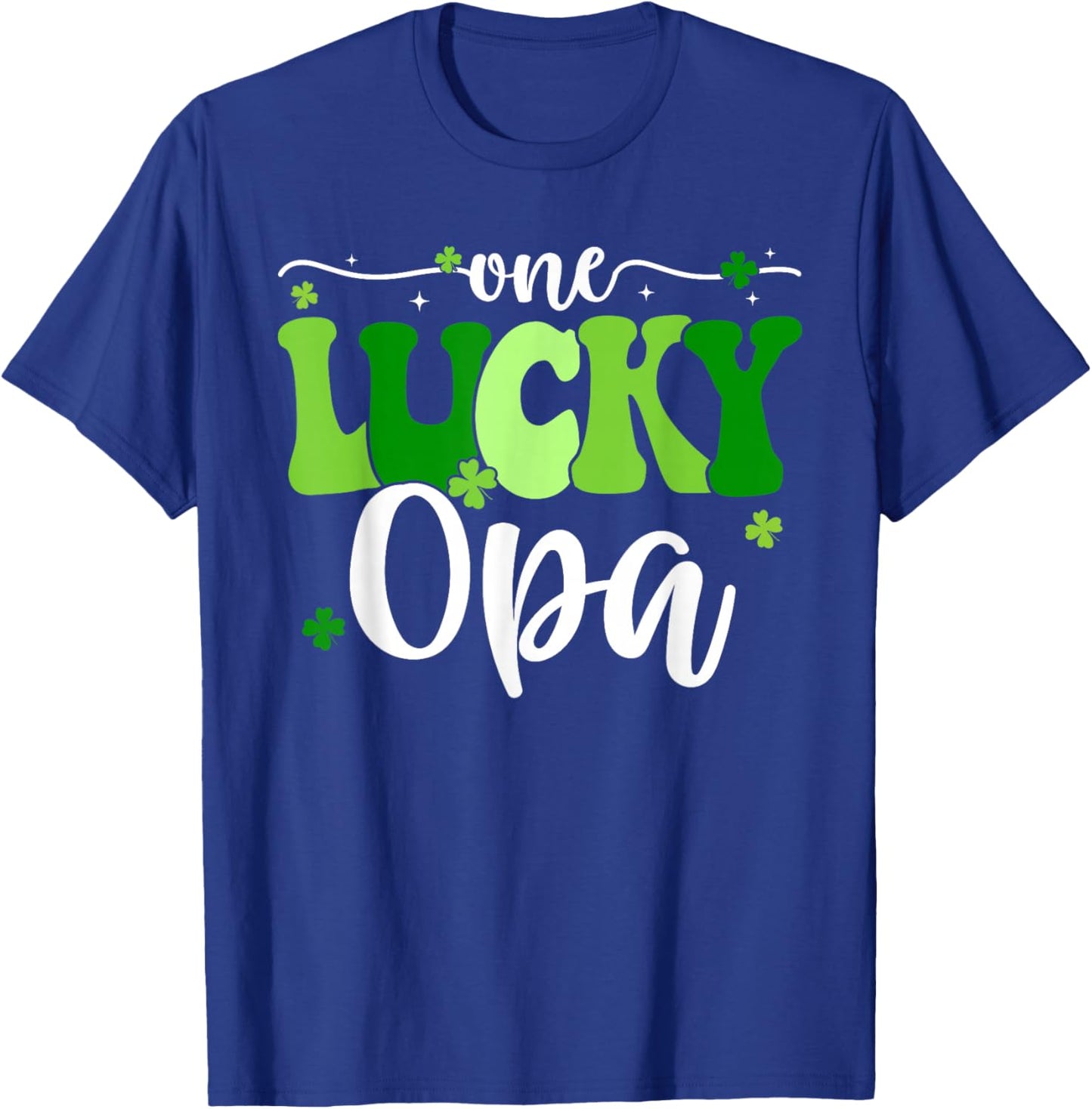 One Lucky Opa Groovy Retro Opa St Patrick's Day T-Shirt - T-Shirt | Royal