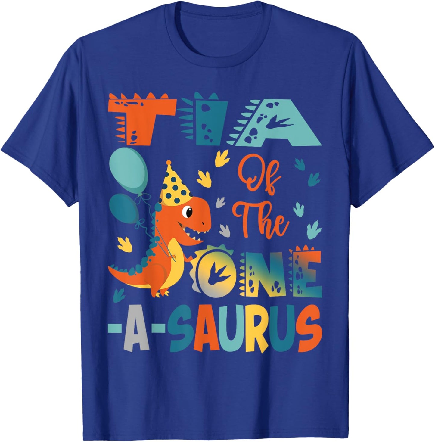 Tia Of The One-A-Saurus 2Nd Birthday Dinosaur Party T-Shirt - T-Shirt | Royal