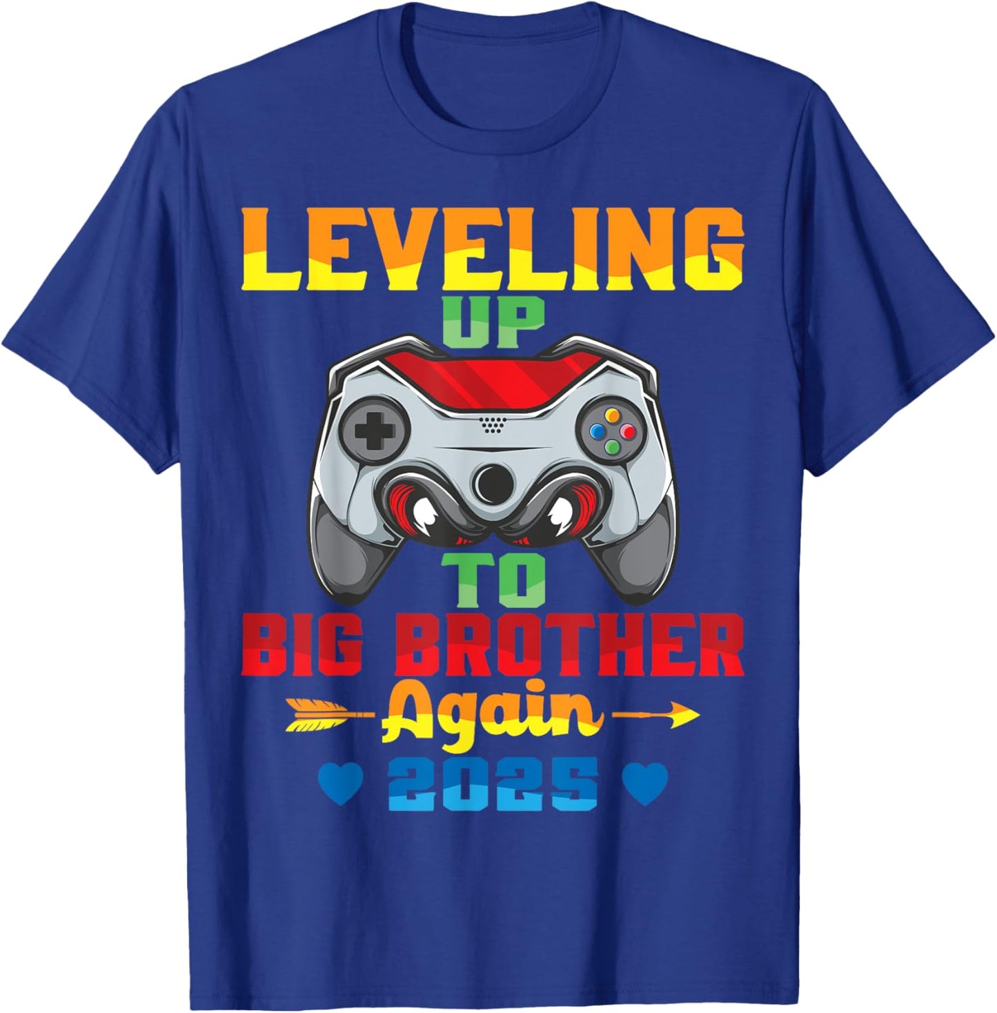 Leveling Up To Big Brother Again 2025 Announcement Sibling T-Shirt - T-Shirt | Royal
