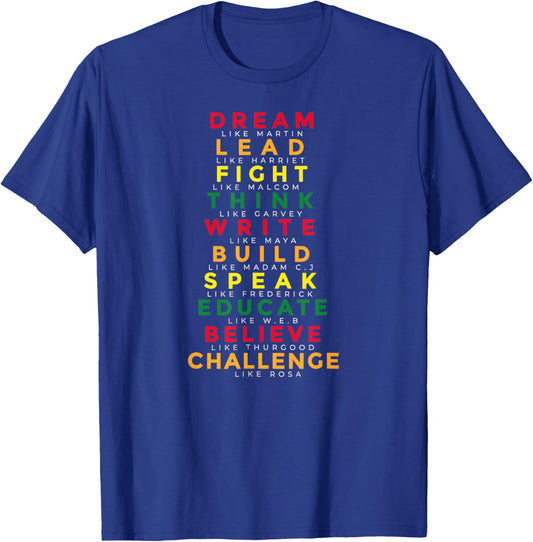 Black History Month Dream Like Martin Lead Like Harriet T-Shirt - T-Shirt | Royal