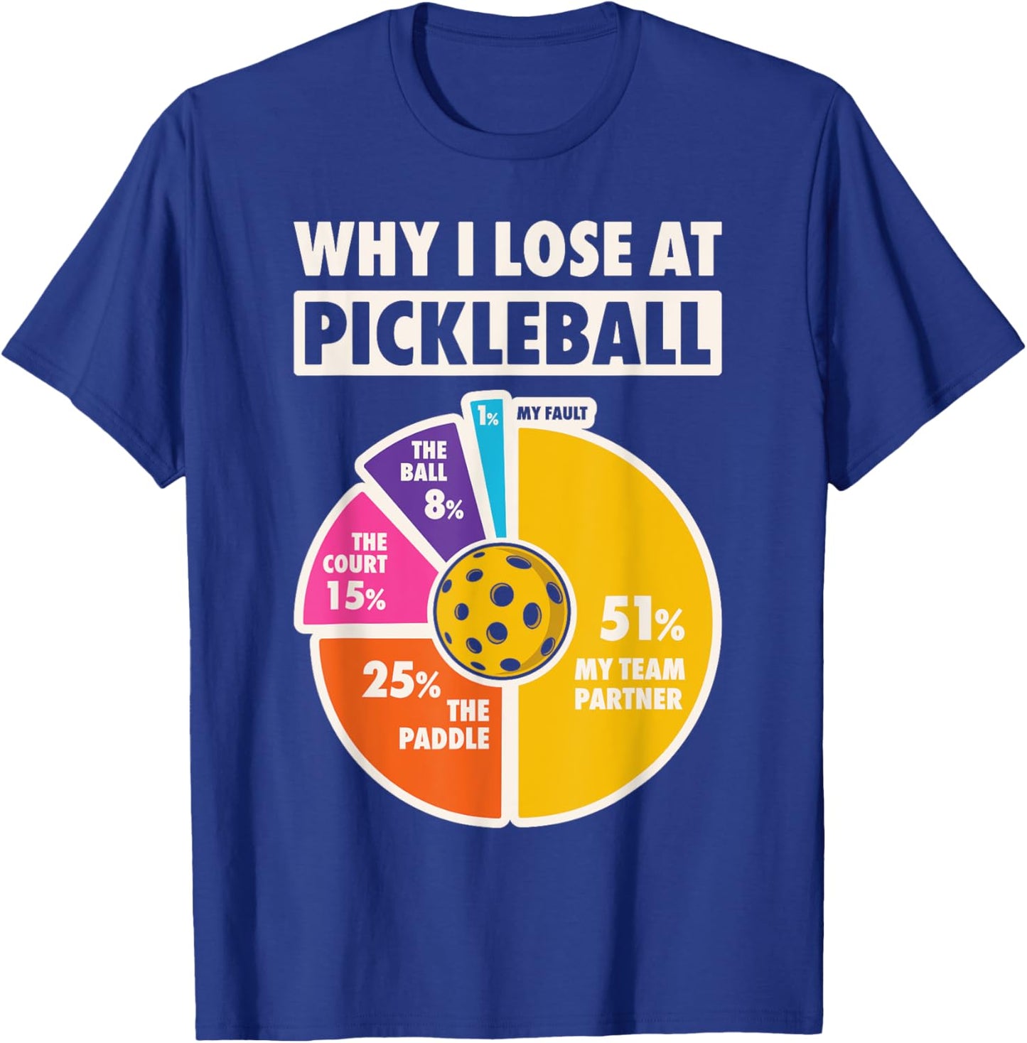 Why I Lose At Pickleball Funny Paddleball Players Men Humor T-Shirt - T-Shirt | Royal