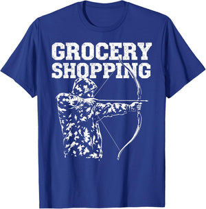 Grocery Shopping Archery Bow Hunting Dad Buck Deer Hunter T-Shirt - T-Shirt | Royal