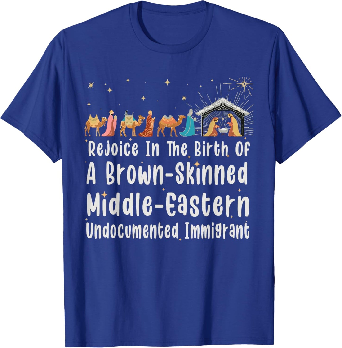 Rejoice In The Birth Of A Brown Skinned Christmas Jesus Xmas T-Shirt - T-Shirt | Royal