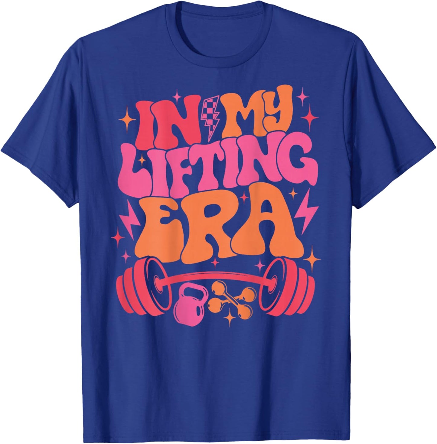In My Lifting Era Groovy Gym Weight Personal Trainer On Back T-Shirt - T-Shirt | Royal