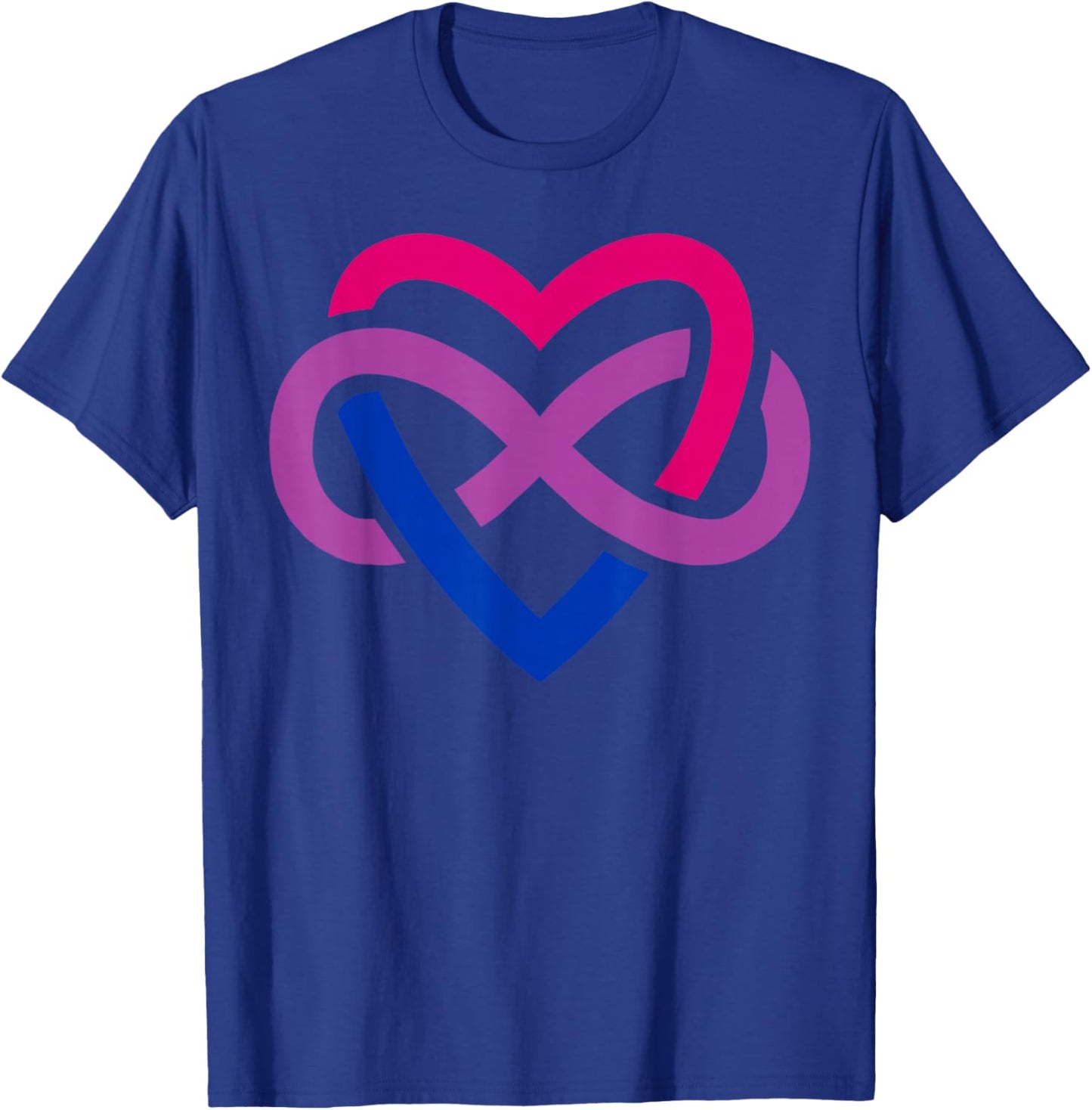 Infinity Heart Polyamory Symbol in Bisexual Colors T-Shirt - T-Shirt | Royal