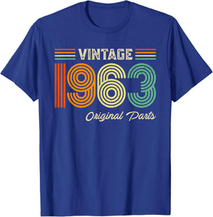 Vintage 1963 Original Parts Birthday 1963 Men Women Vintage T-Shirt - T-Shirt | Royal
