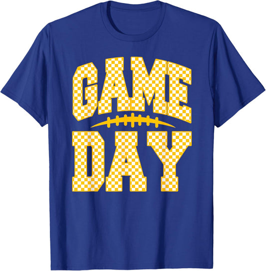 Game Day Football Season Football Mama Girl Black Gold Vibes T-Shirt - T-Shirt | Royal