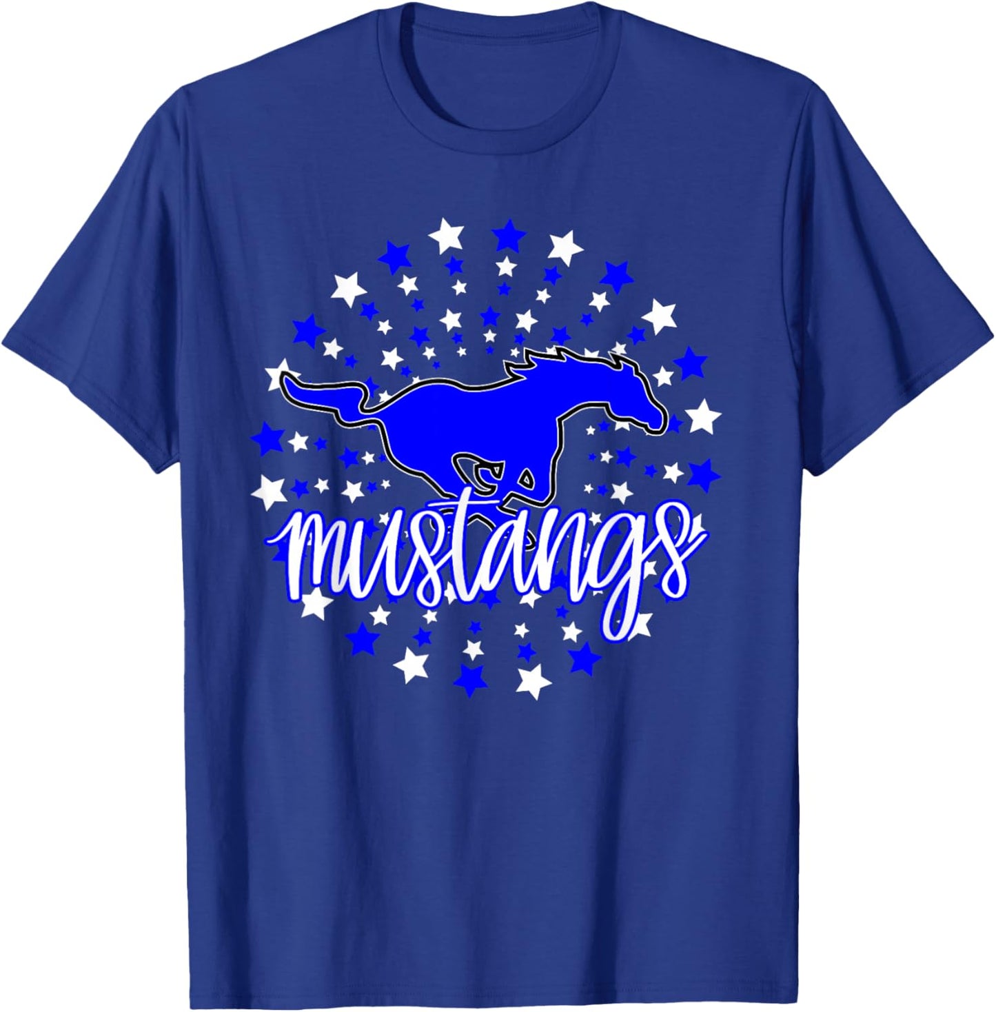 Mustangs School Spirit Stars Mustang Pride Football Mom T-Shirt - T-Shirt | Royal