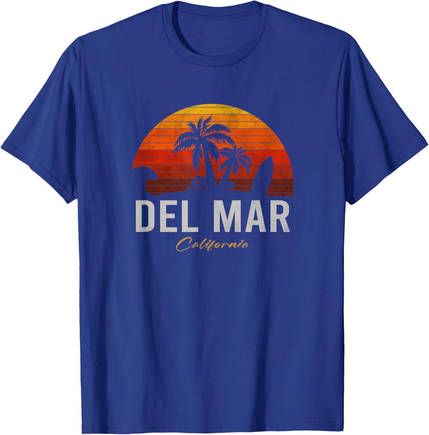 Del Mar California Retro Surfer Vintage Beach Men Women T-Shirt - T-Shirt | Royal