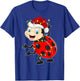 Xmas Lights Santa Hat Ladybug Christmas T-Shirt - T-Shirt | Royal