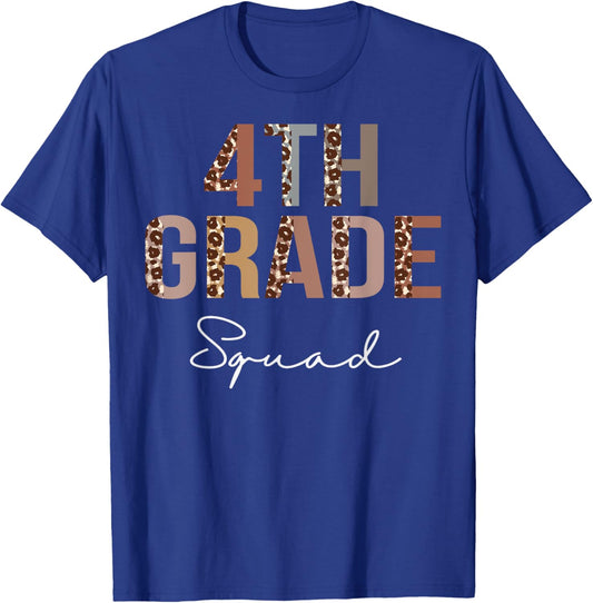 4th Grade Squad Leopard Back to School Women Teachers T-Shirt - T-Shirt | Royal