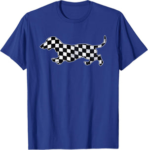Checkered Dachshund Retro Puppy Race Wiener Dog Boys T-Shirt - T-Shirt | Royal