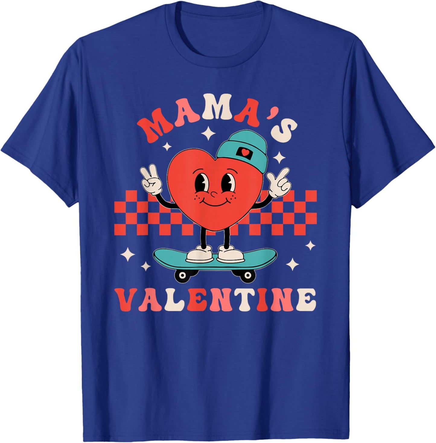Retro Heart Mama's Valentine Mom for Boys Girls Kids Toddler T-Shirt - T-Shirt | Royal
