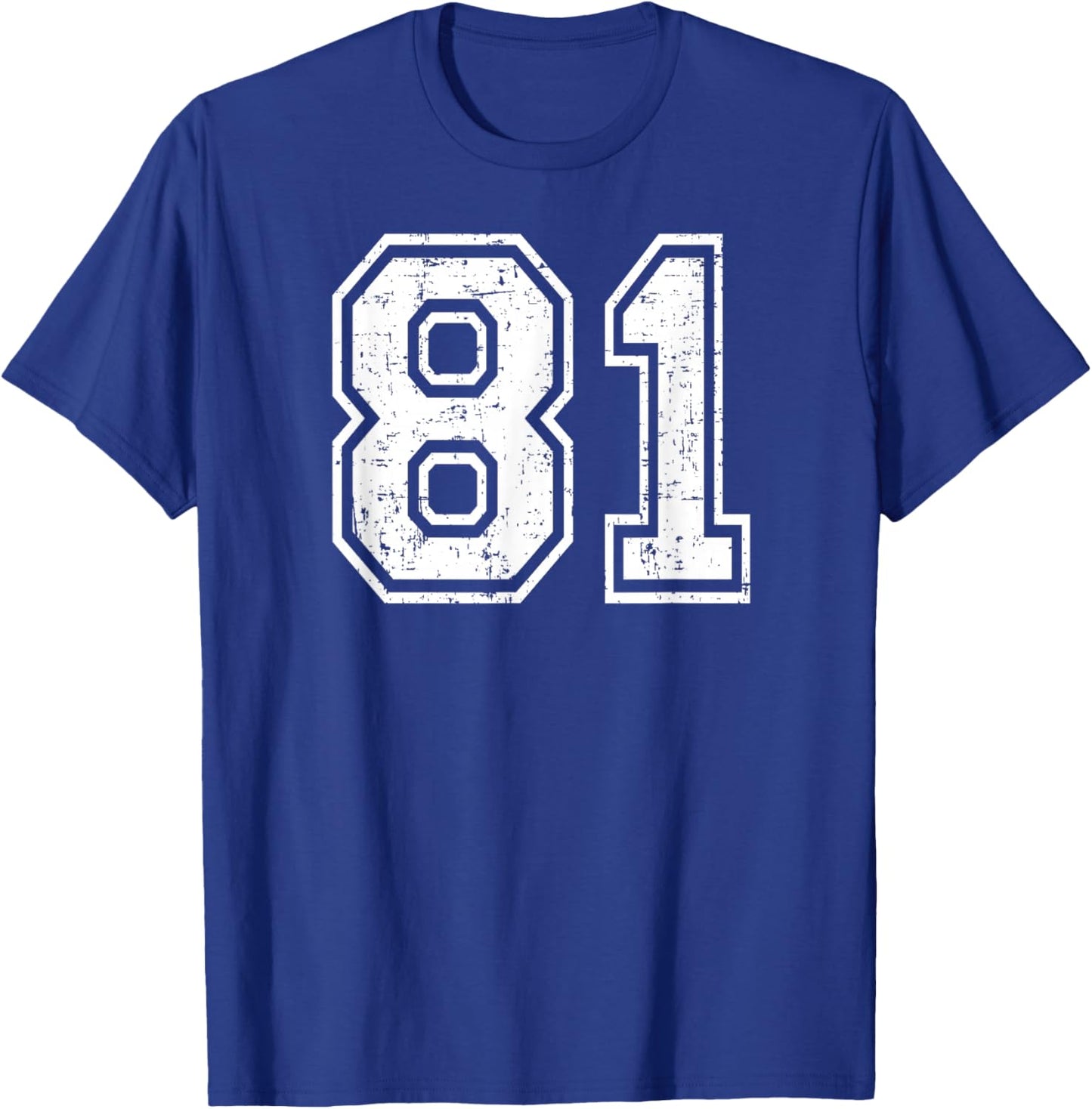 81 Number Eighty-One Team Sports Grunge Varsity Matching T-Shirt - T-Shirt | Royal