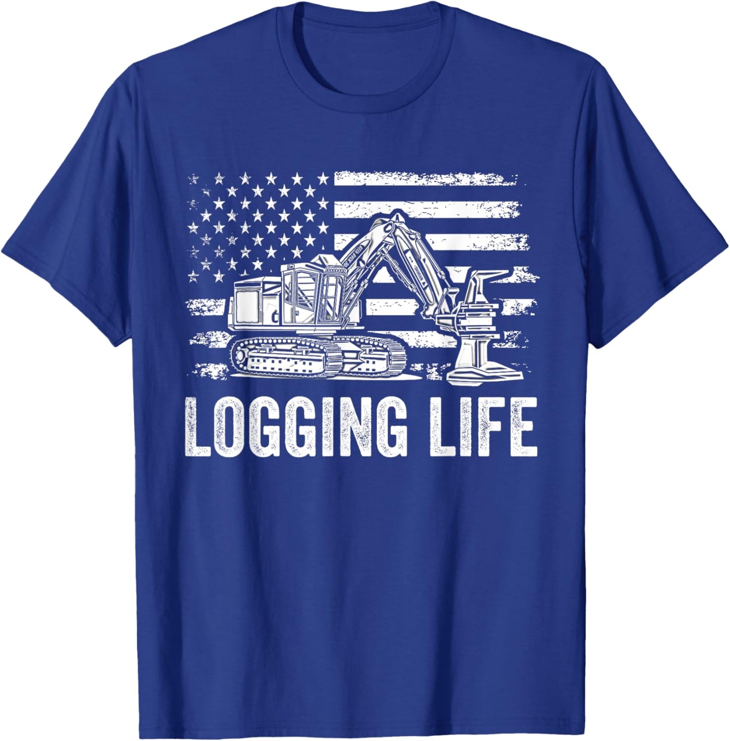 Feller Buncher Logger Life Funny Logging Patriotic Men T-Shirt - T-Shirt | Royal