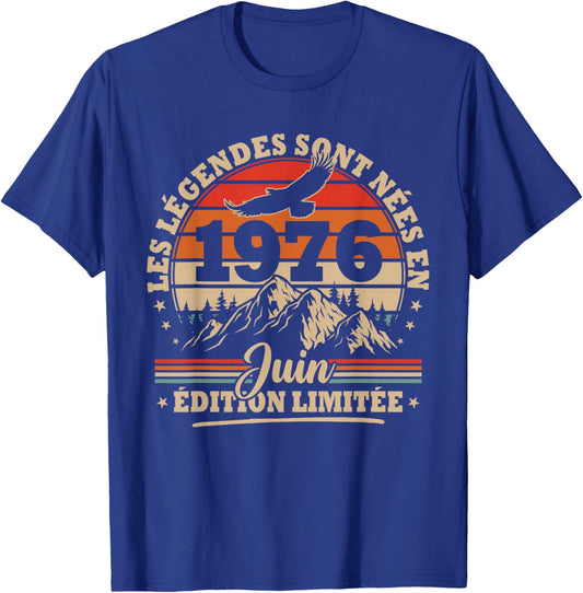 Vintage Anniversaire 50 Ans Cadeau pour Né en Juin 1976 T-Shirt - T-Shirt | Royal