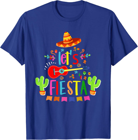 Let's Fiesta Guitar Mexican Men Women Kids Cinco De Mayo T-Shirt - T-Shirt | Royal