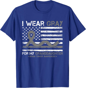 I Wear Gray For My Granddaughter Brain Tumor Awareness T-Shirt - T-Shirt | Royal