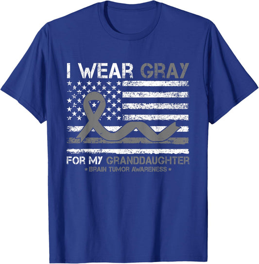 I Wear Gray For My Granddaughter Brain Tumor Awareness T-Shirt - T-Shirt | Royal
