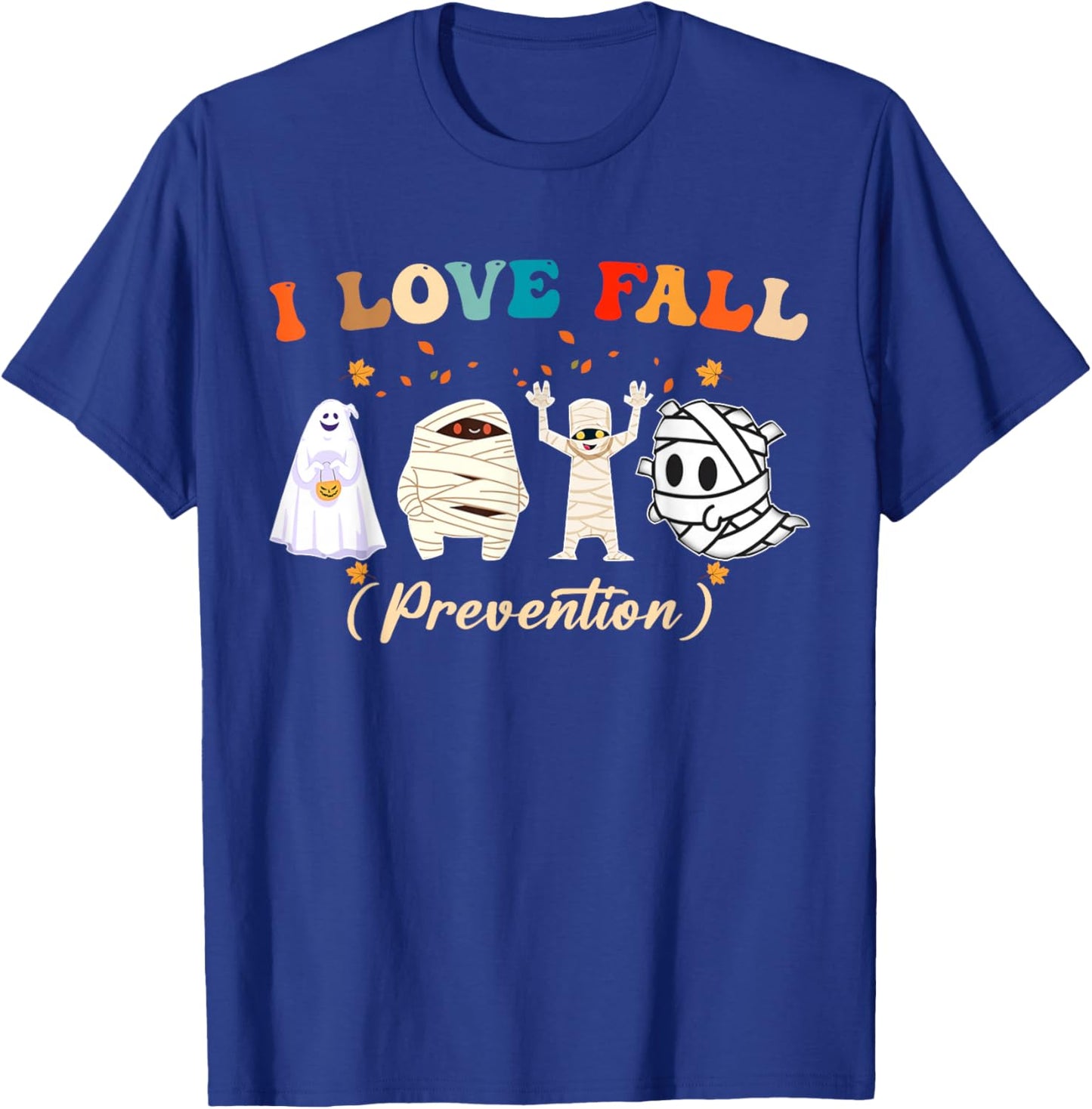 Retro I Love Fall Prevention Fall Nurse Ghost Halloween T-Shirt - T-Shirt | Royal
