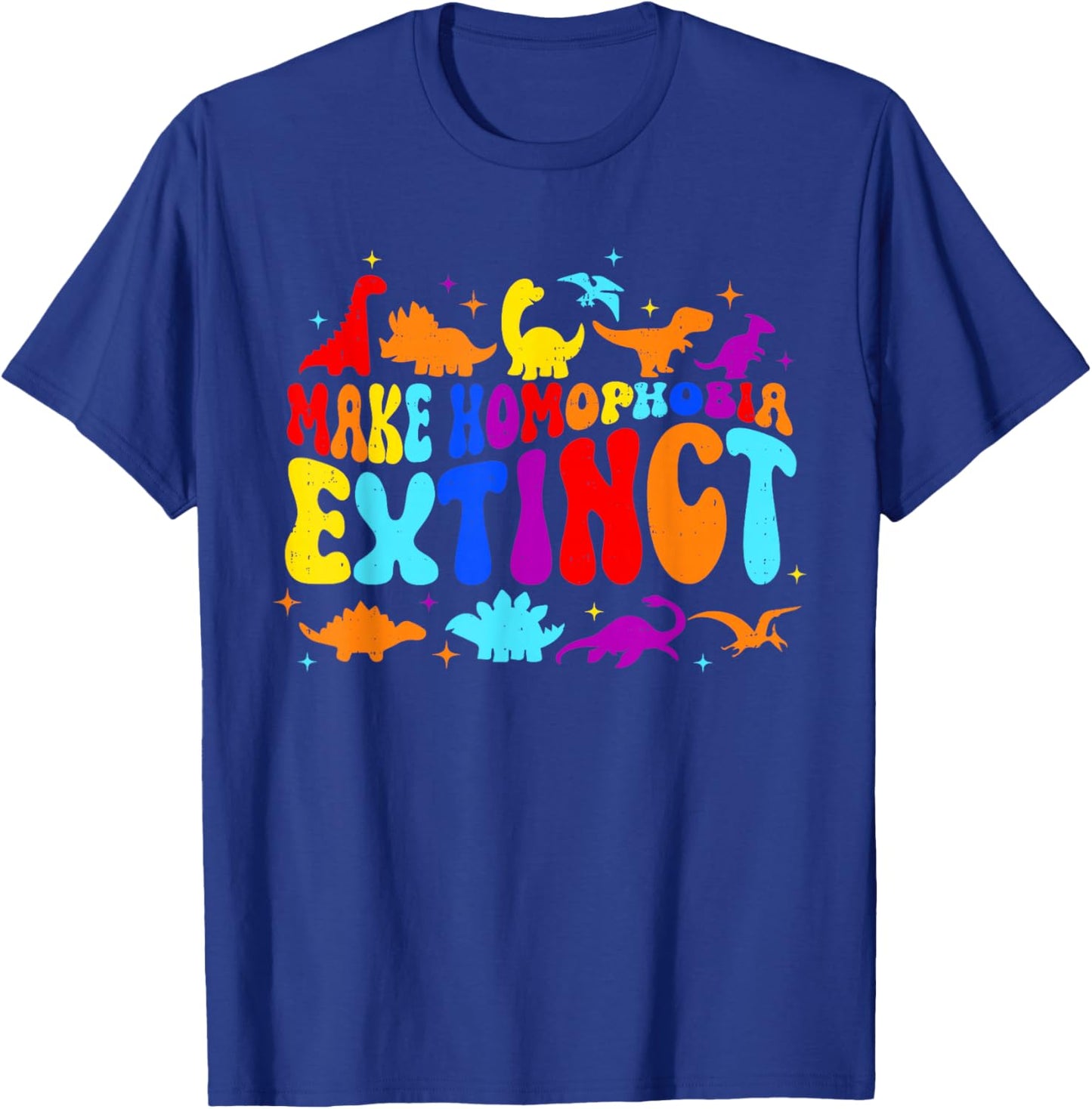 Make Homophobia Extinct LGBTQ Month Dinosaur TRex Gay Pride T-Shirt - T-Shirt | Royal