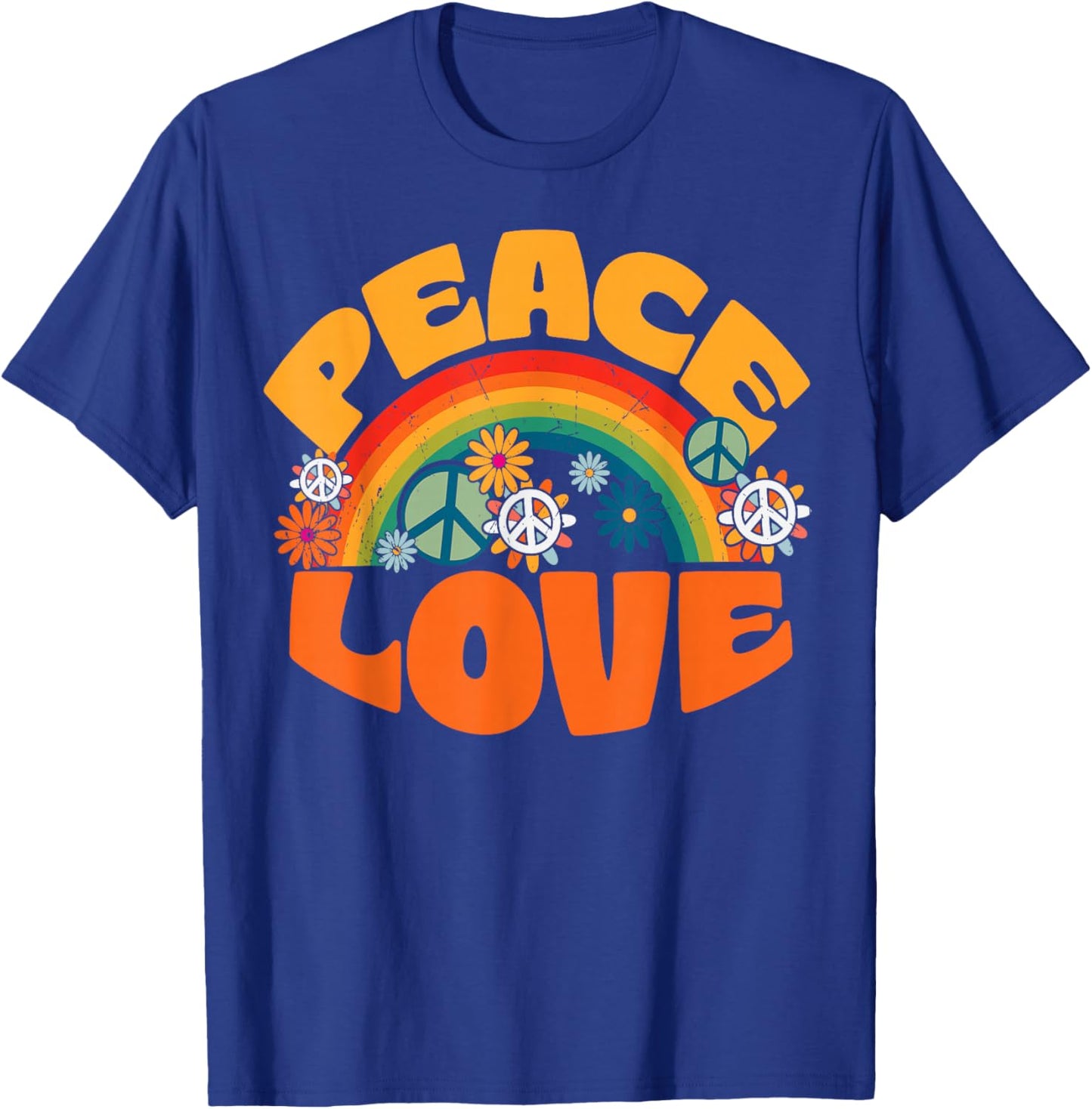 Peace Sign Love Shirt 1960s & 70s Print Tie Dye T-Shirt - T-Shirt | Royal