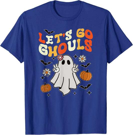 Halloween Lets Go Ghouls Ghost Retro Shirts Women Girl Kids T-Shirt - T-Shirt | Royal