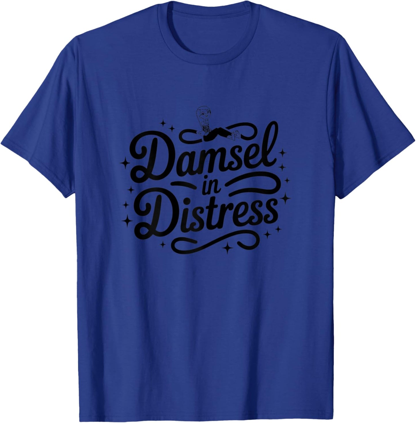 Damsel in Distress - Funny Retro Cartoon with a Twist T-Shirt - T-Shirt | Royal