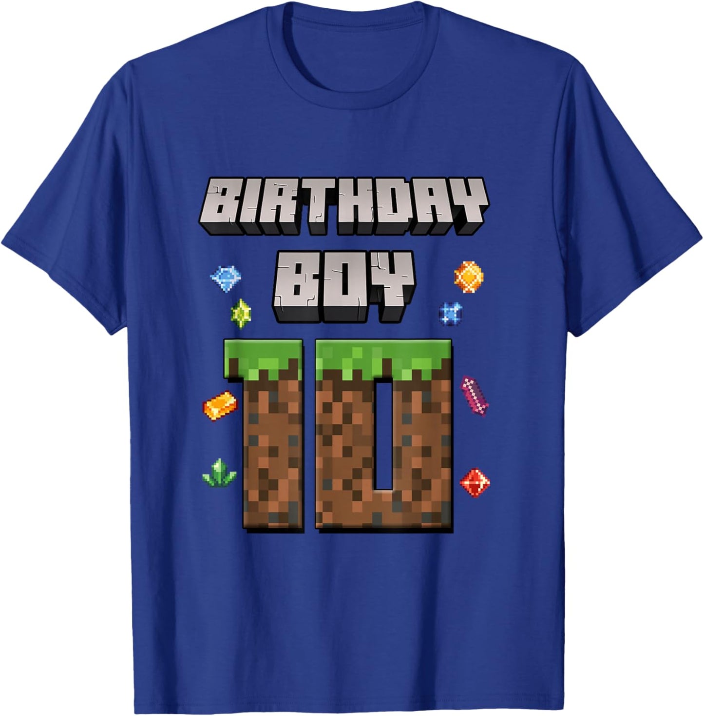 10th Birthday 10 Years Old Video Gamer Pixel Birthday Boys T-Shirt - T-Shirt | Royal