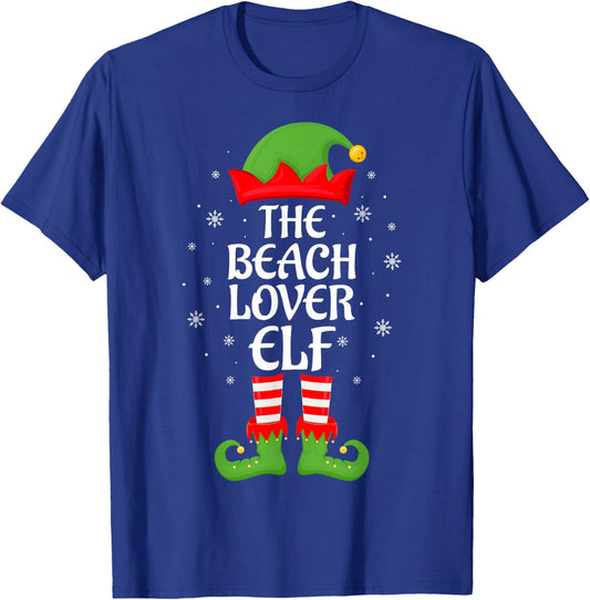 Beach Lover Elf Xmas Family Matching Elf Squad Christmas T-Shirt - T-Shirt | Royal