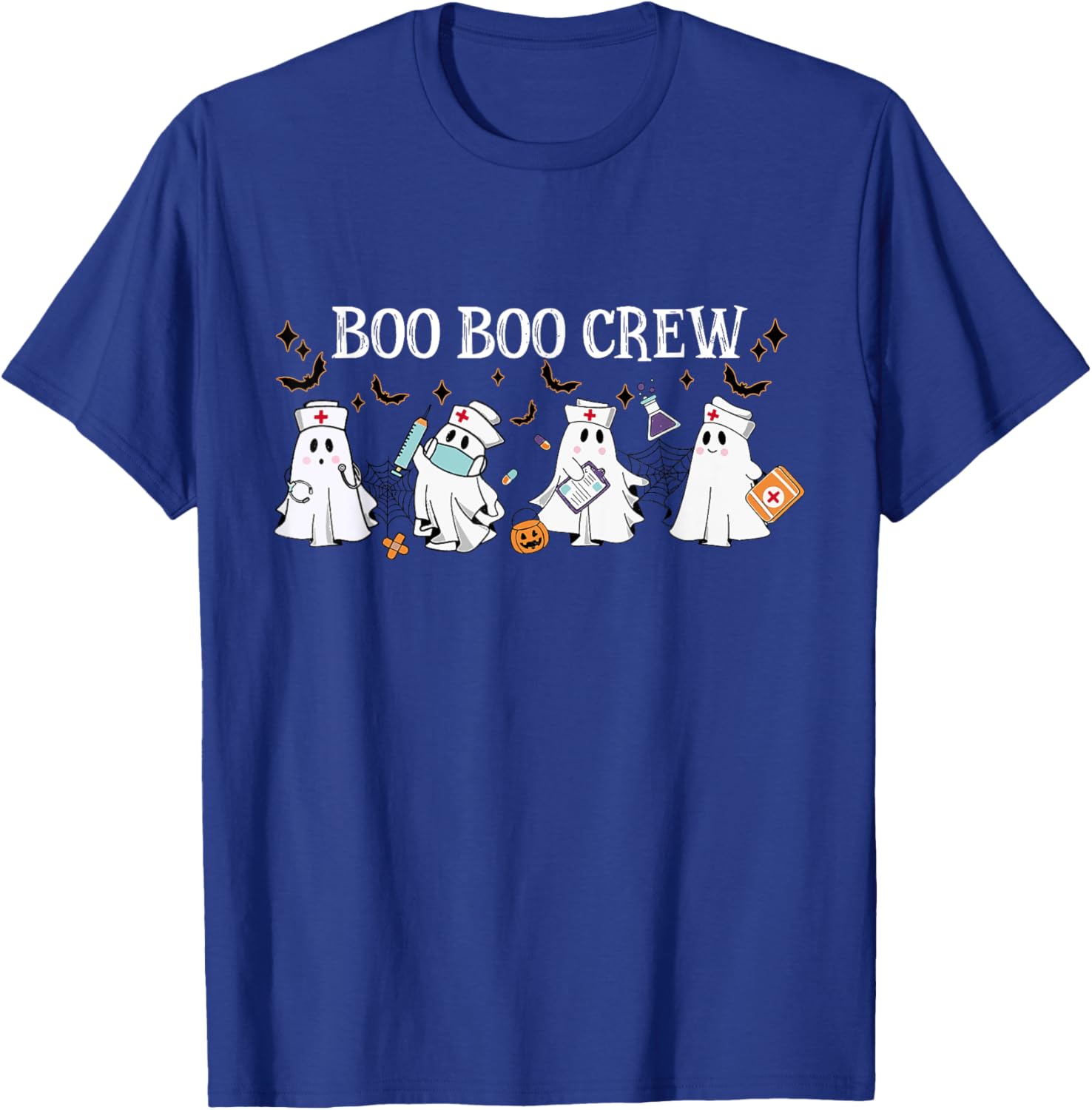 Boo Boo Crew Ghost Nurse Funny Nurse Cute Ghost Halloween T-Shirt - T-Shirt | Royal