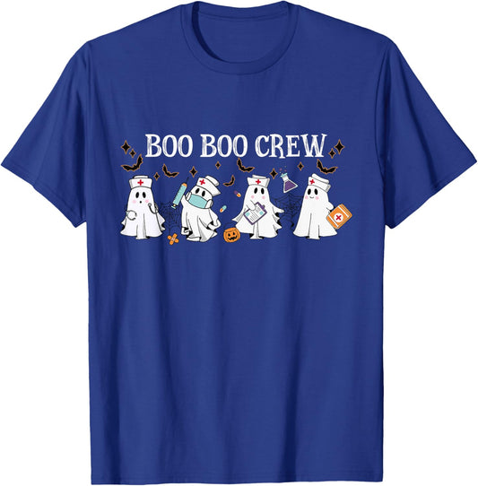 Boo Boo Crew Ghost Nurse Funny Nurse Cute Ghost Halloween T-Shirt - T-Shirt | Royal