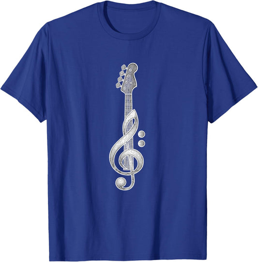 Treble Clef Bass Guitar Musician Funny Bass Player T-Shirt - T-Shirt | Royal