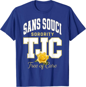 Sans Souci TJC Free of Care College Style T-Shirt - T-Shirt | Royal