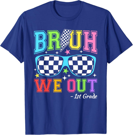 Last Day of School Sunglasses Bruh We Out First Grade Kids T-Shirt - T-Shirt | Royal