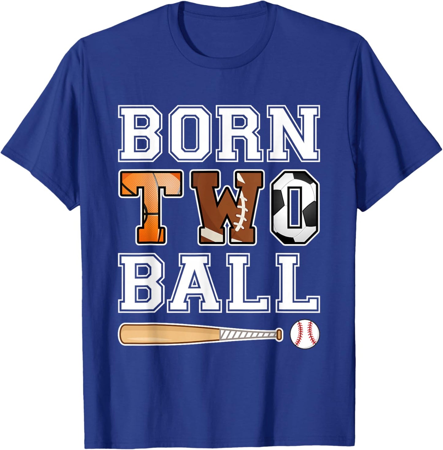 Born 2nd Ball Birthday Sport Theme 2 Year Old Boy Girl Kids T-Shirt - T-Shirt | Royal