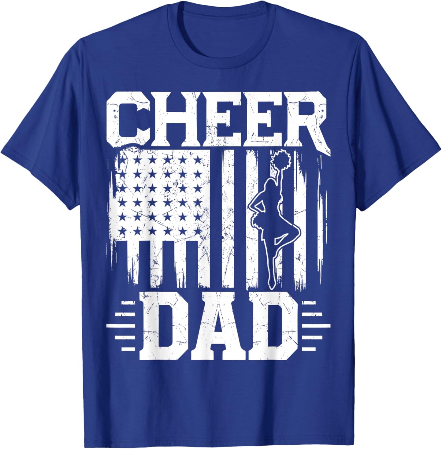 Cheer Dad - Cheerleading Dad USA Flag July 4th Cheerleader T-Shirt - T-Shirt | Royal