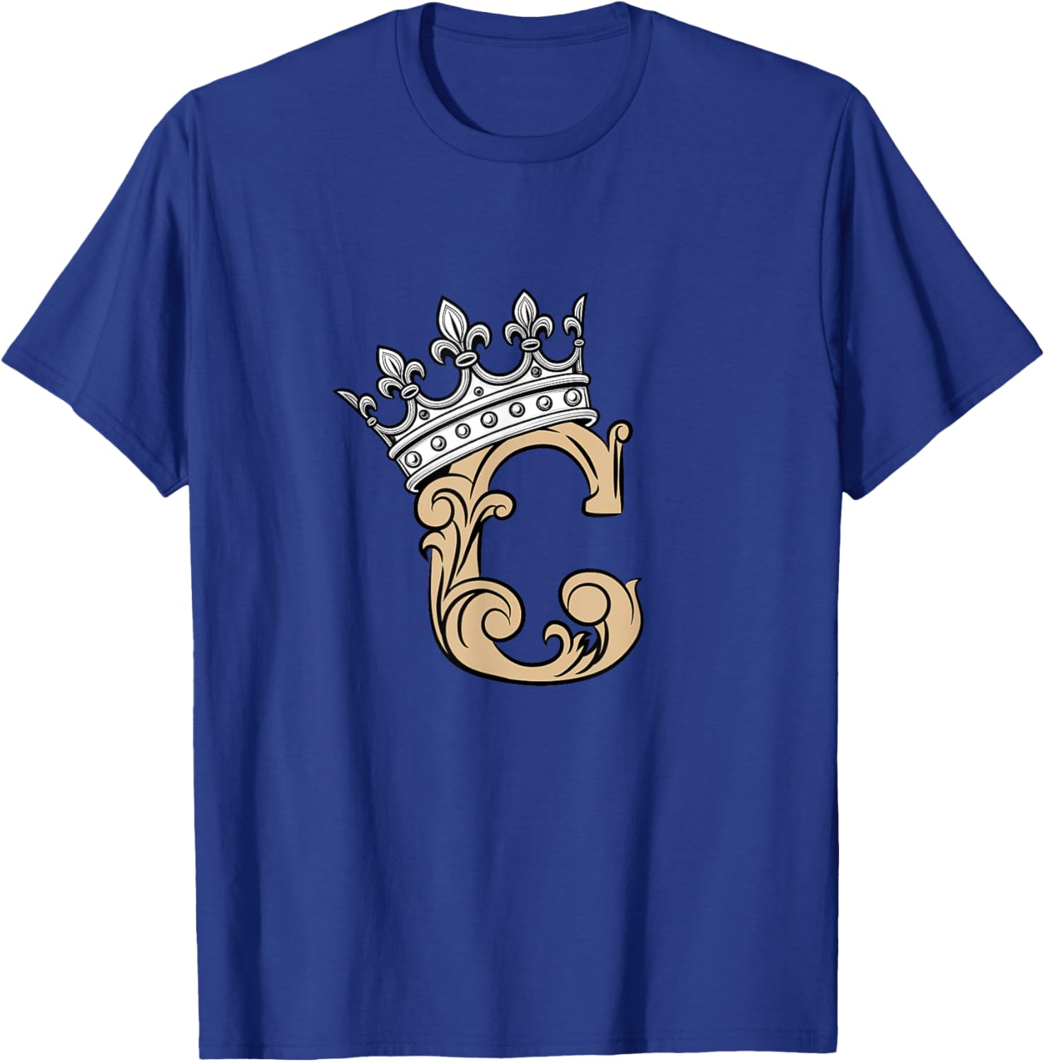 Tan Color Letter C Initial + Crown Tan Graphic T-Shirt - T-Shirt | Royal