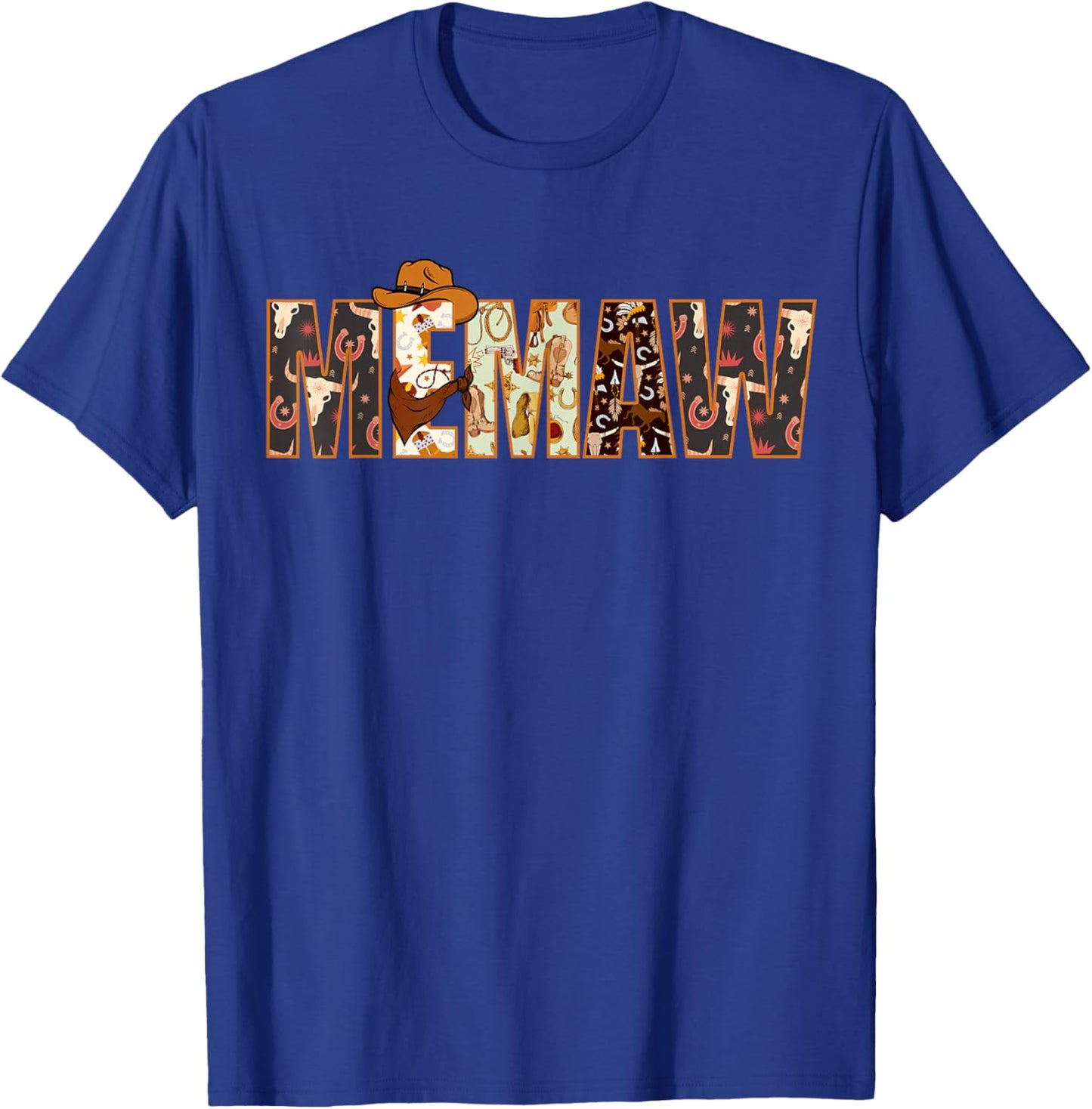 Memaw Western Rodeo Family Matching Birthday T-Shirt - T-Shirt | Royal
