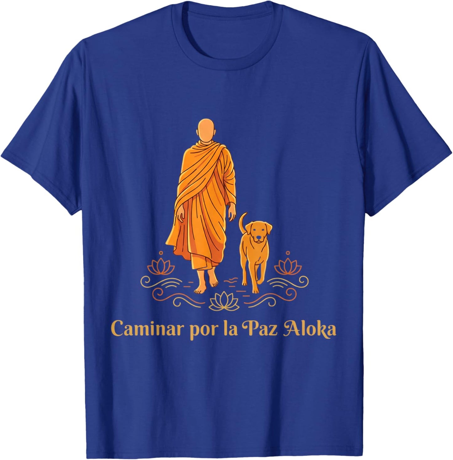 Walk for Peace Monks with Aloka Dog Monks Minimalist Zen T-Shirt - T-Shirt | Royal