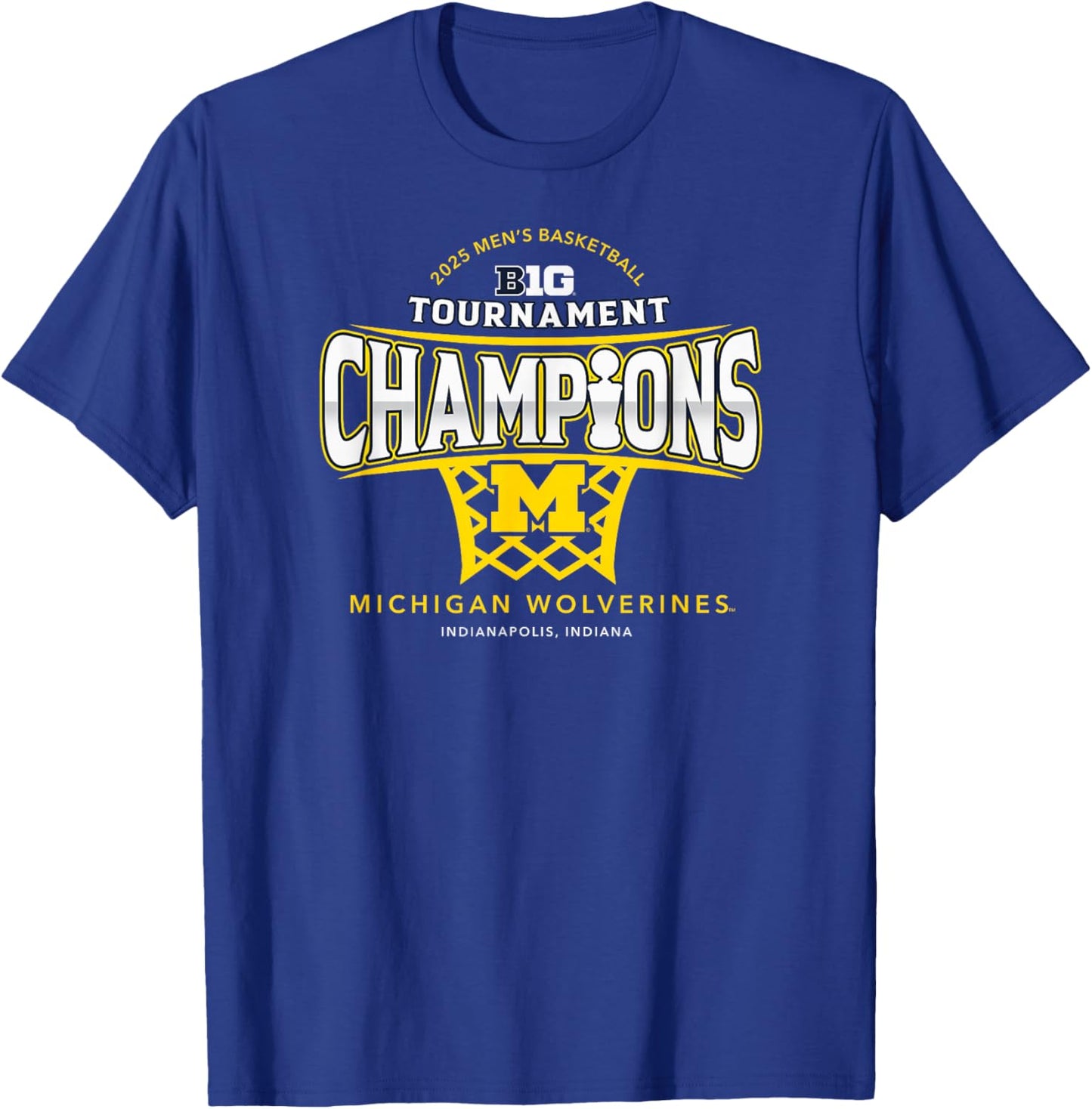 Michigan Wolverines Men's Basketball Big Ten Champs 2025 LR T-Shirt - T-Shirt | Royal