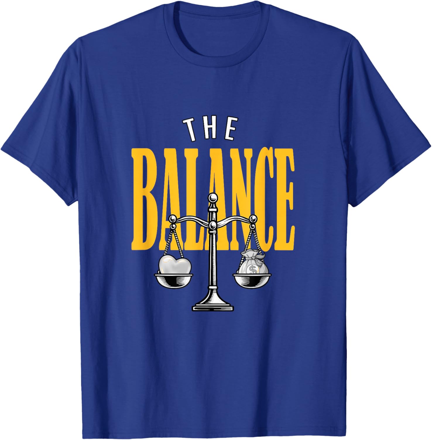 University Varsity-Gold Color Love Money Balance Yellow T-Shirt - T-Shirt | Royal