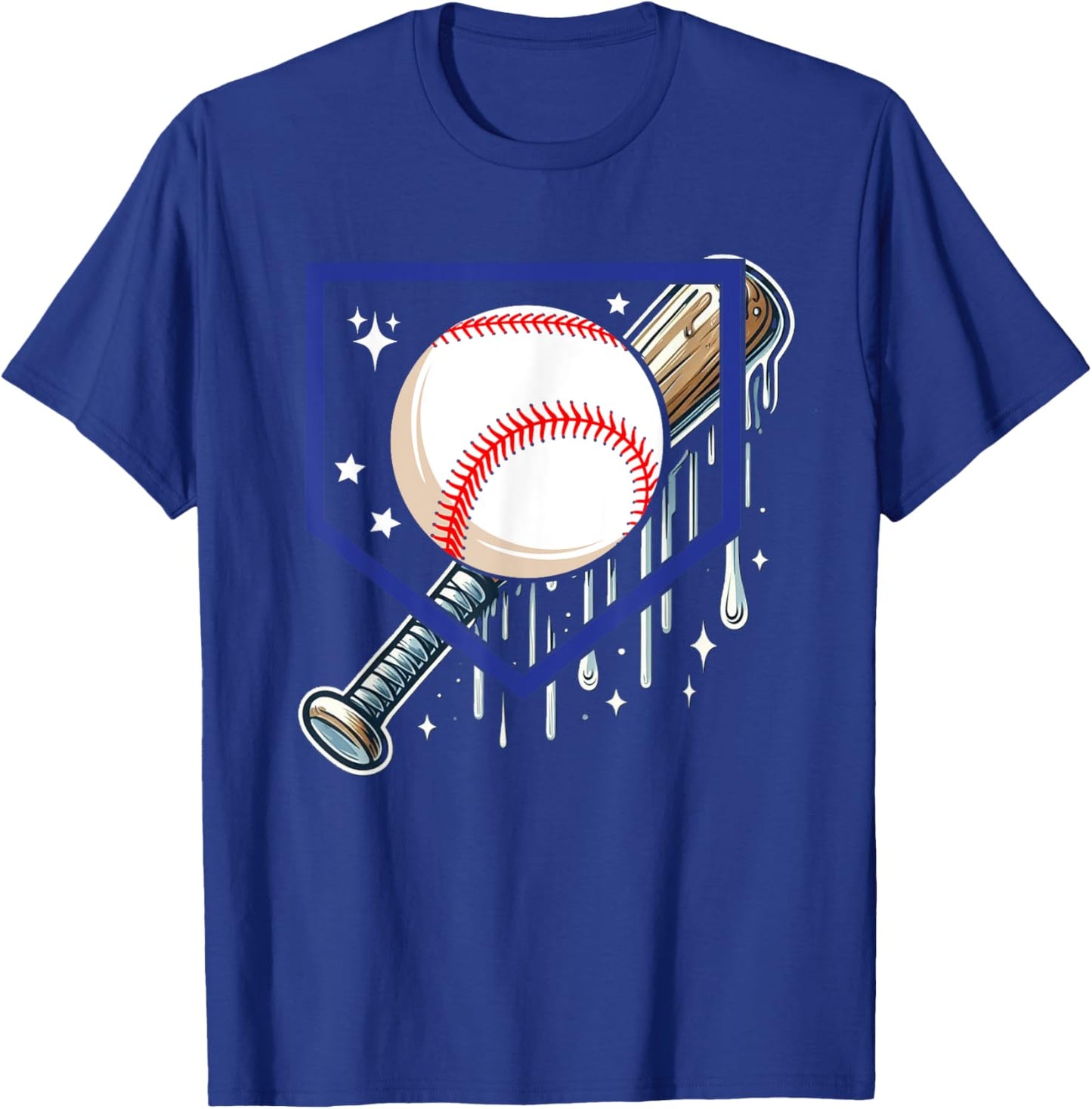 Baseball Home Plate Drip Boys Baseball, Baseball Drip T-Shirt - T-Shirt | Royal