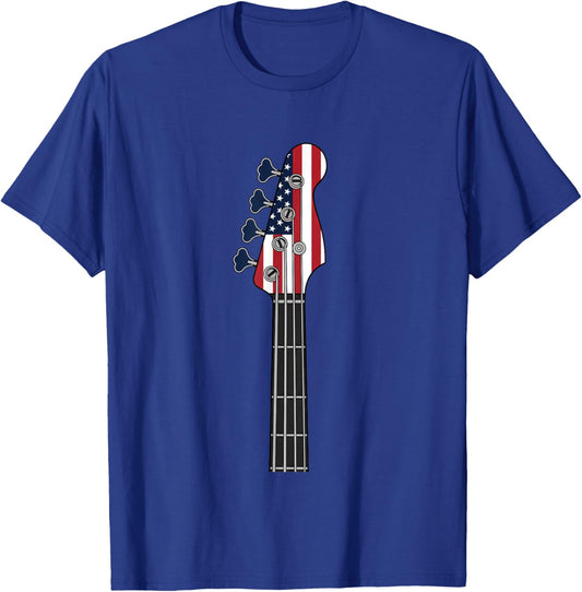 American Flag Guitar Headstock - Patriotic Bass & Guitar T-Shirt - T-Shirt | Royal
